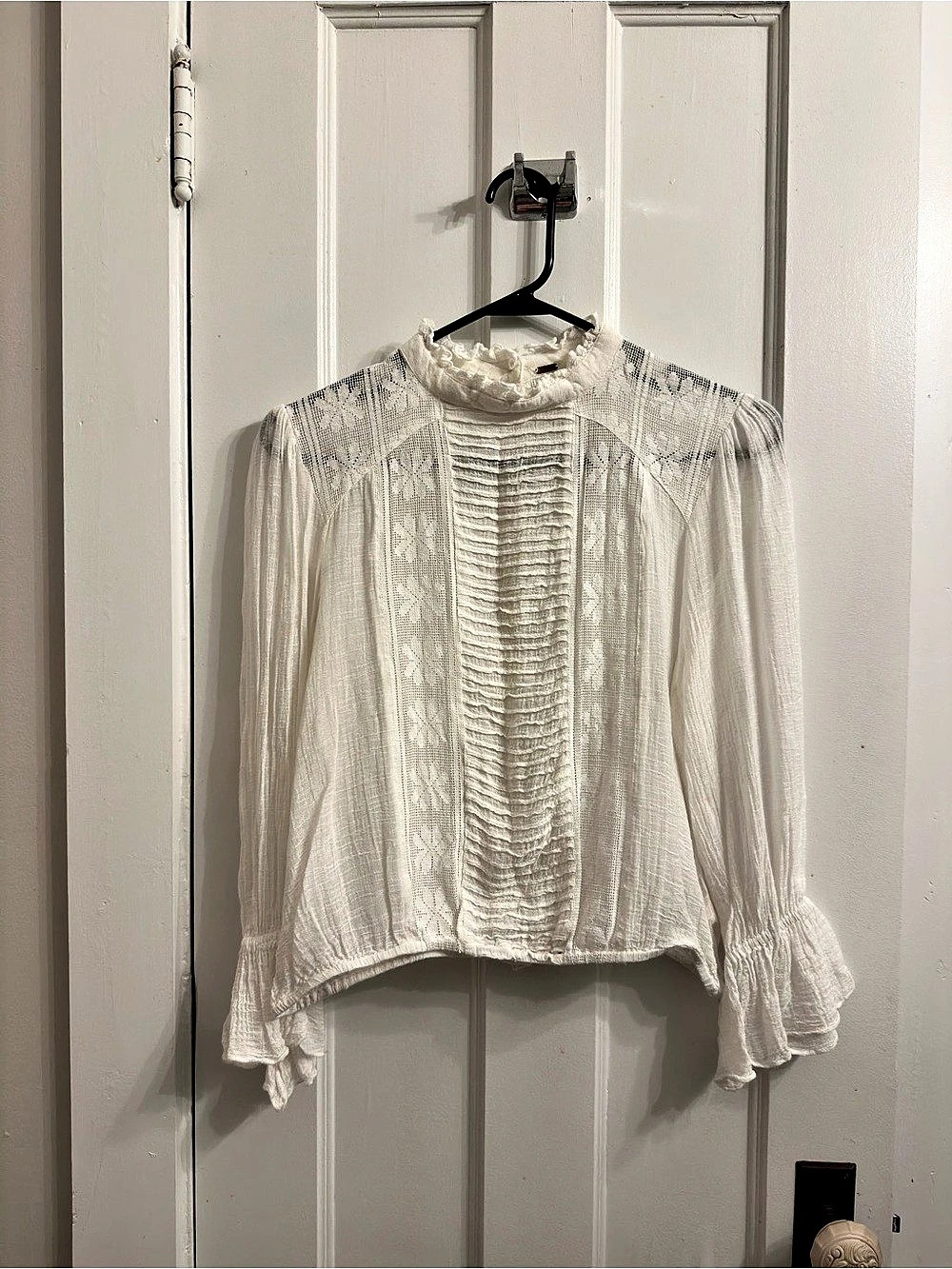 Free People First Crush Lace Tunic White Blouse